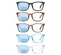 CCVOO 5 piezas de gafas de lectura con dos focos para mujeres y hombres, lectores de ordenador, bloque azul, anti-UV, raya, ojo y gllare (5 paquetes bifocales, 3,5) (LD801)