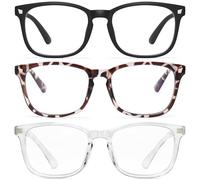CCVOO Paquete de 3 lentes de lectura con bloqueo de luz azul, antidolor de cabeza, deslumbramiento, fatiga ocular, lentes para computadora para mujeres/hombres (paquete de 3 mezclas, 1.25)