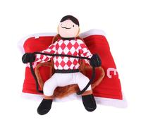 CCYLEZ Disfraz de Equitación para Mascotas, Franela Suave, Cuerda Ajustable, Sillín, Ropa para Perros de Caballero para Fiestas de Cumpleaños, Rojo, Talla S-XL (CCYLEZdbocuj89gt-3)