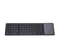 CCYLEZ Teclado Bluetooth Plegable e Inalámbrico con Panel Táctil - Sincronización Multi-Dispositivo para 3 Dispositivos: Portátil, PC, Tableta y Smartphone (Black)