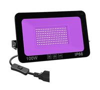 CCZRD 50W 100W Luz De Inundación UV AC Reflector For Exteriores 395nm Lámpara De Escenario Fluorescente Ultravioleta Fiesta Blacklight Murales Fluorescentes(100W)