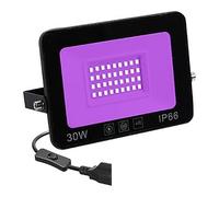 CCZRD 50W 100W Luz De Inundación UV AC Reflector For Exteriores 395nm Lámpara De Escenario Fluorescente Ultravioleta Fiesta Blacklight Murales Fluorescentes(30W)