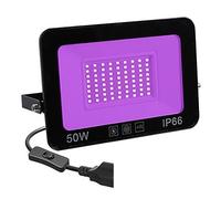 CCZRD 50W 100W Luz De Inundación UV AC Reflector For Exteriores 395nm Lámpara De Escenario Fluorescente Ultravioleta Fiesta Blacklight Murales Fluorescentes(50W)