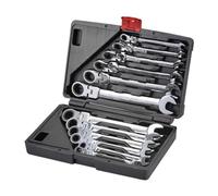 CCZRD Juego De Herramientas Llave Carraca Anillo Cromada Con Pulido Tipo Espejo, Cabezal Flexible 8 Mm A 19, 12 Unidades Bien Fabricadas Uso Versátil