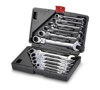 CCZRD Juego De Herramientas Llave Carraca Anillo Cromada Con Pulido Tipo Espejo, Cabezal Flexible 8 Mm A 19, 12 Unidades Bien Fabricadas Uso Versátil