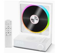 CD Player Portable,Desktop Retro CD Players for Home, Portable Player with Remote Control, Built-in HiFi Speaker, RGB Colorful Lights, Supports MP3, WMA, WAV, AAC, FLAC(White)