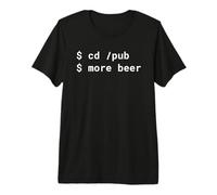 CD/Pub más Cerveza Pun White Design para la línea de Comando Hackers Camiseta Premium