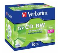 CD-RW Verbatim 12x 700 MB Paquete 10 Unidades Caja de Cartón