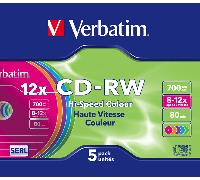 CD-RW VERBATIM: COLOR SLIM PACK 5