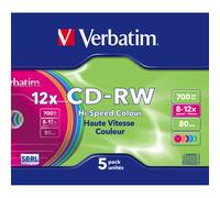 Verbatim CD-RW Colour 12x 700 MB 5 pieza(s)