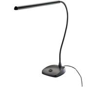 K&M 12296 Lámpara Piano, negra - Pantalla con cuello de cisne de 29,6 cm - 12 LED de brillo de 2500 Lux, cable de 3 m