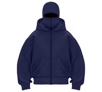 cdbsdvico Sudadera con capucha con cremallera para hombre Chaqueta caliente con capucha Balaclava Pasamontañas Motocicleta Máscara Anti-viento para deportes al aire libre Ciclismo Abrigo Sudaderas