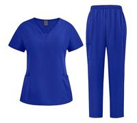 cdbsdvico Uniforme médico para mujer unisex conjunto elástico: top y pantalón + blusa médica para mujer y hombre, ropa médica para enfermera, 01 azul, XL