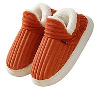 cdbsdvico - Zapatillas de invierno cálidas, cálidas y acogedoras en forma de nube para hombres y mujeres, zapatillas de invierno, confort cálido y esponjoso para el hogar, naranja, 37 EU
