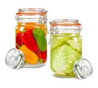 CDDCWZ 2 tarros de fermentación de 1,5 L, con válvula y Peso, Ideales para fermentar chucrut, Kimchi, Kombucha y encurtidos. Transparentes