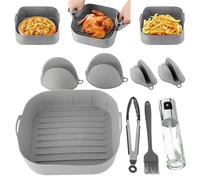 CDDCWZ Molde Silicona Freidora de Aire 21cm para COSORI 5,5 L/6,4 L Tefal 5,6 L/6,5 L Philips 6,2 L/7,2 L - 5Pcs Accesorios Freidora de Aire sin Aceite con Pulverizador Aceite Pinza Cepillo Manoplas