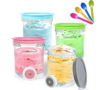 CDDCWZ Para 4 piezas Ninja Swirl Creami contenedor de helado de 480 ml para máquinas de helado Ninja Creami series NC701 y NC700 - Apto para lavavajillas sin BPA (paquete de 4 con cucharas de colores)