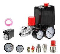 CDDCWZ Presostato para compresor de aire, regulador de presión de 220 V para compresor de aire con manómetro y acoplamientos de válvula de seguridad, repuestos para compresor de 90-120 PSI