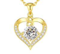 CDE A-Z Initialen Cadena para Mujer Collar Corazón Colgante Regalo, 40+5cm, S-18K, Circón
