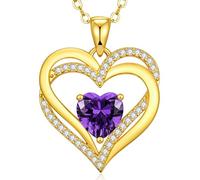 CDE Cadena para mujer con forma de corazón, plata de ley 925, piedras natales, collares, joyas, corazón, colgante, Navidad, día de San Valentín, día de la madre, regalo de boda, aniversario