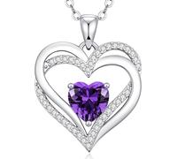 CDE Cadena para mujer con forma de corazón, plata de ley 925, piedras natales, collares, joyas, corazón, colgante, Navidad, día de San Valentín, día de la madre, regalo de boda, aniversario