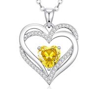 CDE Cadena para mujer con forma de corazón, plata de ley 925, piedras natales, collares, joyas, corazón, colgante, Navidad, día de San Valentín, día de la madre, regalo de boda, aniversario