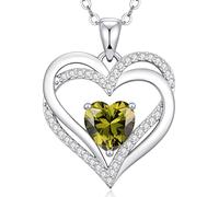 CDE Cadena para mujer con forma de corazón, plata de ley 925, piedras natales, collares, joyas, corazón, colgante, Navidad, día de San Valentín, día de la madre, regalo de boda, aniversario
