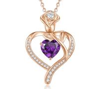 CDE Collar para mujer de oro rosa, cadena de plata de ley 925, piedra natal, regalo para mujeres, cumpleaños, Navidad, día de San Valentín, día de la madre, mamá, Extra, Latón, Andalucita