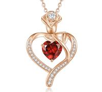 CDE Collar para mujer de oro rosa, cadena de plata de ley 925, piedra natal, regalo para mujeres, cumpleaños, Navidad, día de San Valentín, día de la madre, mamá, Extra, Latón, Andalucita