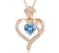 CDE Collar para mujer de oro rosa, cadena de plata de ley 925, piedra natal, regalo para mujeres, cumpleaños, Navidad, día de San Valentín, día de la madre, mamá, 45+5cm, Circonita, Circón