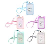 Cdemiy Funda de Tarjeta de Identificación, 5 pieza Portatarjetas Plastico Cordón, Titular Insignia, para Oficina Escuela étudiants