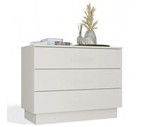 CDF Amber 3S - Moderna Comodina con 3 Cassetti Credenza per Camera da Letto Soggiorno Camera dei Ragazzi Frontali Senza Maniglie Ampio Spazio per Riporre Vestiti e Accessori Cashmere 85 x 66 x 40 cm