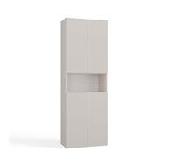CDF Armario alto de baño NEL 1K DK | Color: cachemir (beige) | moderna estantería de baño | armario de almacenamiento | amplios estantes | puertas | fácil montaje | tiradores elegantes