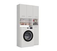 CDF Armario Alto Marpol, Color: Blanco, Moderno Estante de baño, Armario de Almacenamiento, estantes espaciosos, Puertas, fácil Montaje, Asas Elegantes