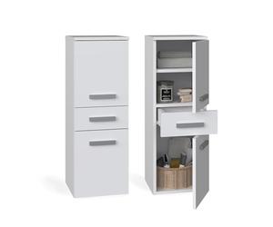 CDF Armario Alto para baño NEL V DDS | Color: Blanco | Moderno Estante de baño | Armario de Almacenamiento | espaciosos estantes | Puertas | fácil Montaje | Asas Elegantes