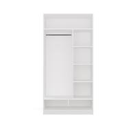 CDF Armario de 100 cm, Blanco, con Barra para Colgar Ropa y estantes - Armario Abierto, ropero sin Puertas con Compartimentos, Sistema de Armario Modular para Dormitorio, 100x50x200 cm