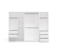 CDF Armario de 260 cm, Blanco - Sistema de Armario Modular con cajones, Barras para Colgar Ropa y estantes, Conjunto de Armario Abierto para Dormitorio o vestidor, 260 x 50 x 200 cm.