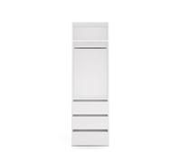 CDF Armario de 60 cm, Blanco, con cajones y Barra para Colgar Ropa - Armario con 3 cajones, Sistema de estanterías Abiertas, Armario Modular para Dormitorio o vestidor, 60x50x200 cm