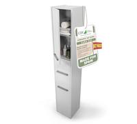 CDF Armario de Baño Alto Columna Mueble Baño Estrecho - Ancho: 30 cm Blanco 30x30x170 cm Ahorro de Espacio, para Guardar Cosméticos y Productos de Limpieza, para Espacios Pequeños