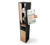 CDF Armario de Baño Alto Columna Mueble Baño Estrecho - Ancho: 30 cm Roble Artisan/Antracita 30x30x170 cm Ahorro de Espacio, para Guardar Cosméticos y Productos de Limpieza, para Espacios Pequeños