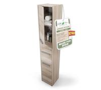 CDF Armario de Baño Alto Columna Mueble Baño Estrecho - Ancho: 30 cm Roble Sonoma 30x30x170 cm Ahorro de Espacio, para Guardar Cosméticos y Productos de Limpieza, para Espacios Pequeños