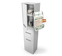 CDF Armario de Baño Alto Columna Mueble Baño Estrecho - Ancho: 40 cm Blanco 30x40x170 cm Ahorro de Espacio, para Guardar Cosméticos y Productos de Limpieza, para Espacios Pequeños