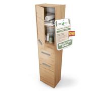 CDF Armario de Baño Alto Columna Mueble Baño Estrecho - Ancho: 40 cm Roble Artisan 30x40x170 cm Ahorro de Espacio, para Guardar Cosméticos y Productos de Limpieza, para Espacios Pequeños