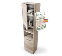 CDF Armario de Baño Alto Columna Mueble Baño Estrecho - Ancho: 40 cm Roble Sonoma 30x40x170 cm Ahorro de Espacio, para Guardar Cosméticos y Productos de Limpieza, para Espacios Pequeños