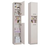 CDF Armario de Baño Alto MARBELA Cachemira 180x32x30 cm Puerta Asas Plateadas Almacenamiento Montaje Izquierda Derecha Minimalista Moderno Estrecho Home Office Baño WC Elegante Estable Solido Robusto