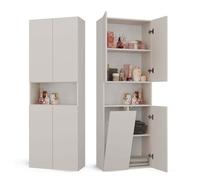 CDF Armario de Baño con 1 Cesto Ropa Sucia, Armario Alto, Bolsa de Ropa Extraíble con Asas Compartimento con Puerta 30 x 60 x 174 cm Cachemira Montaje Sencillo