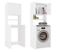 CDF Armario de baño poste para lavadora y detergentes - Estante de baño de lavandería - Muebles para accesorios de baño Medidas de limpieza funcional práctico - Ahorro de espacio - Campos Blancos