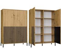 CDF Armario moderno Kamaro 4DK | Color: roble Artisan - negro | armario para documentos, objetos pequeños | ideal para salón, dormitorio, habitación infantil y oficina | fácil montaje