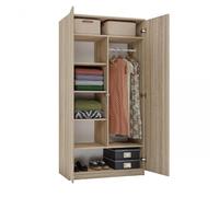 CDF Armario Mueble con Espejo Estantes para Almacenamiento Ropa Casa Dormitorio Habitación Salón Oficina Entrada Alto Puertas Organizador Vertical Pequeños Compartimentos Práctico - SD 90 Roble Sonoma