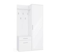CDF Armario Recibidor con Espejo Corredero Perchero Panel Ganchos Estante Zapatos Cajón, Mueble Pasillo Ahorra Espacio, Diseño Blanco Puro Luminoso Minimalista, Dimensiones 35x50x180 cm, Peso 63 kg